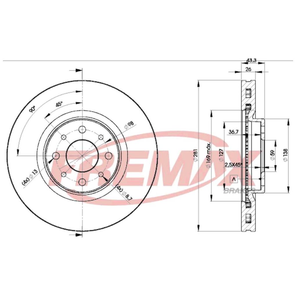 Par de Discos de Freio Ventilado Dianteiro - Fremax - BD5546
