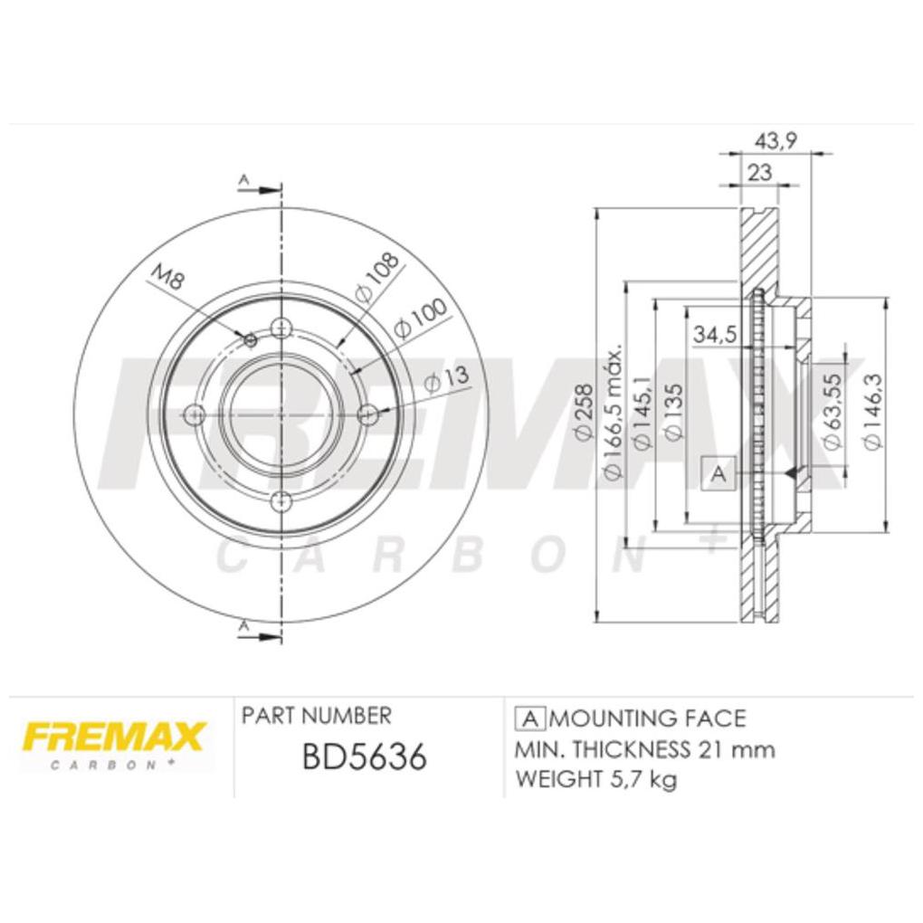 Par de Discos de Freio Ventilado Dianteiro - Fremax - BD5636