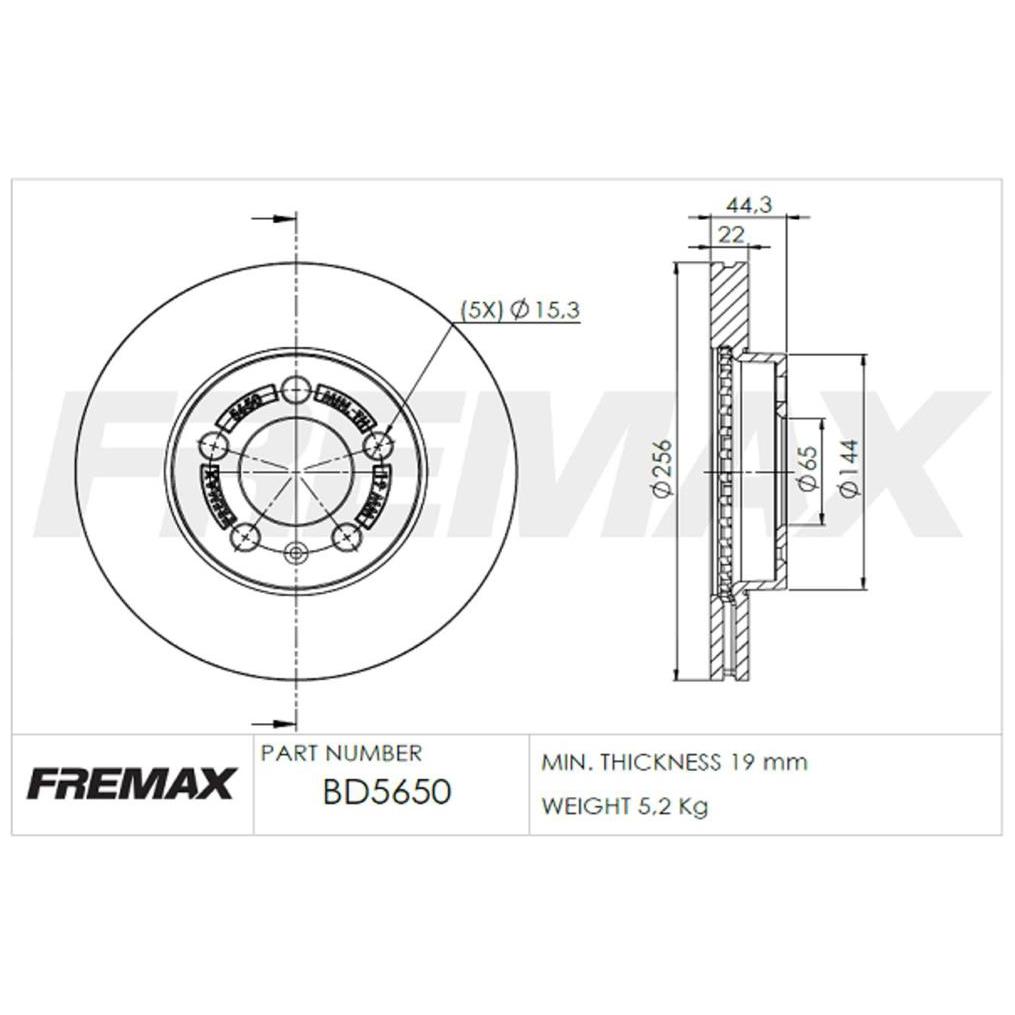 Par de Discos de Freio Ventilado Dianteiro - Fremax - BD5650