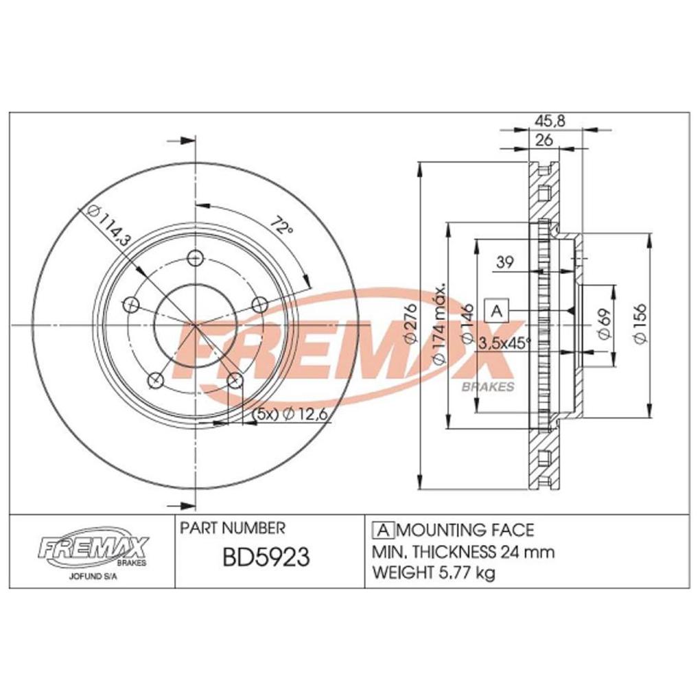 Par de Discos de Freio Ventilado Dianteiro - Fremax - BD5923