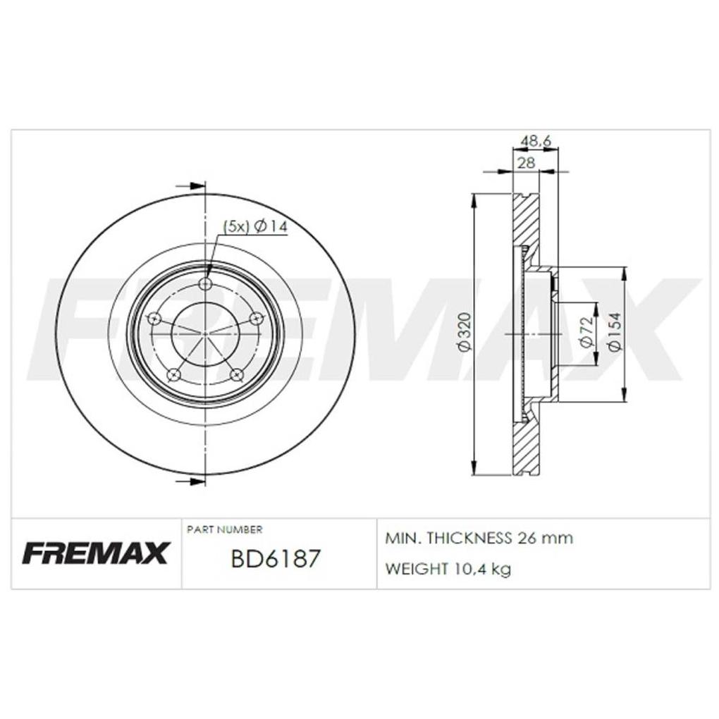 Disco de Freio Ventilado Dianteiro 1 Unidade - Fremax - BD6187