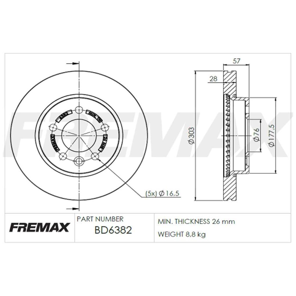 Par de Discos de Freio Ventilado Dianteiro - Fremax - BD6382