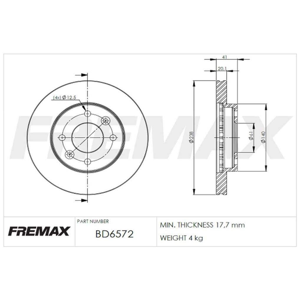 Par de Discos de Freio Ventilado Dianteiro - Fremax - BD6572