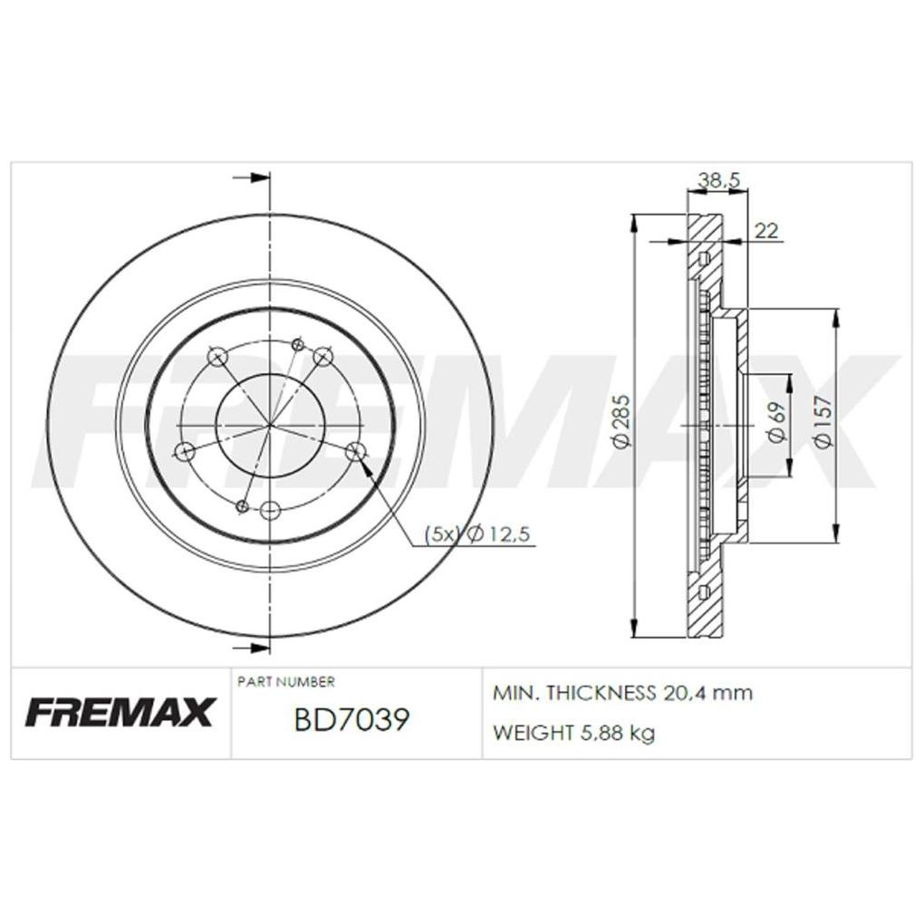 Par de Discos de Freio Ventilado Dianteiro - Fremax - BD7039