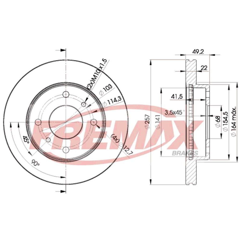 Par de Discos de Freio Ventilado Dianteiro - Fremax - BD7101