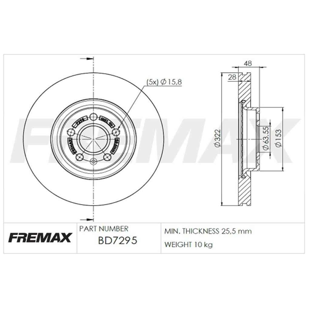 Disco de Freio Ventilado Dianteiro 1 Unidade - Fremax - BD7295