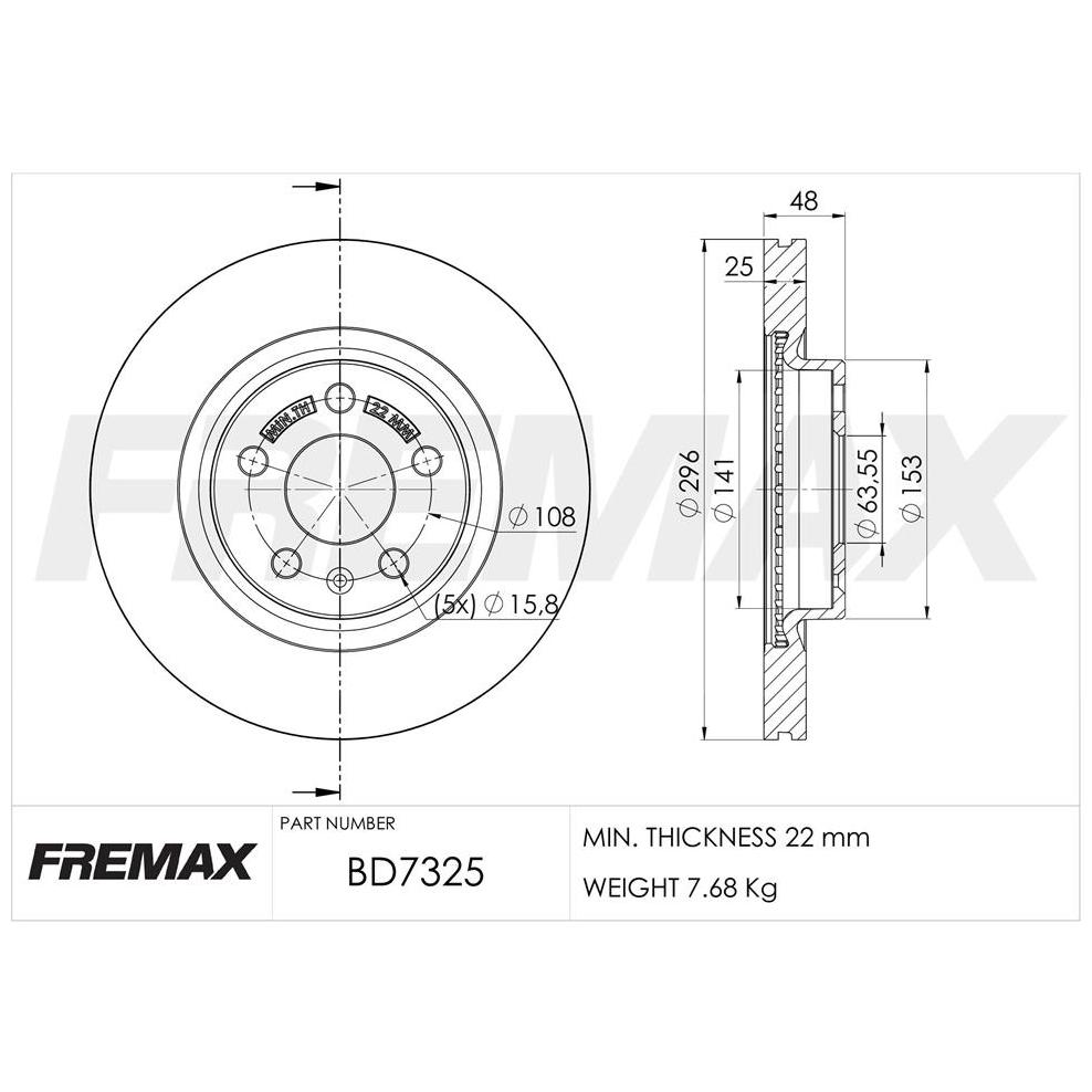 Par de Discos de Freio Ventilado Dianteiro - Fremax - BD7325