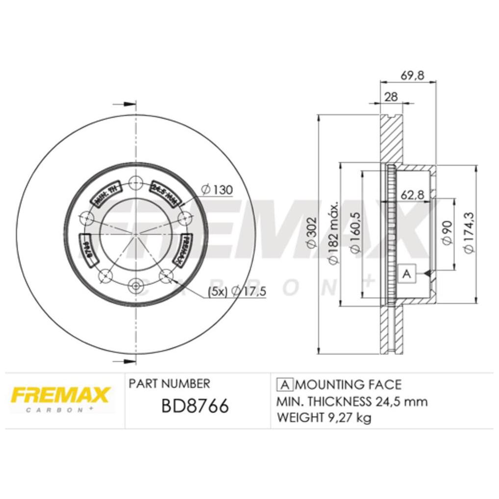 Par de Discos de Freio Ventilado Dianteiro - Fremax - BD8766