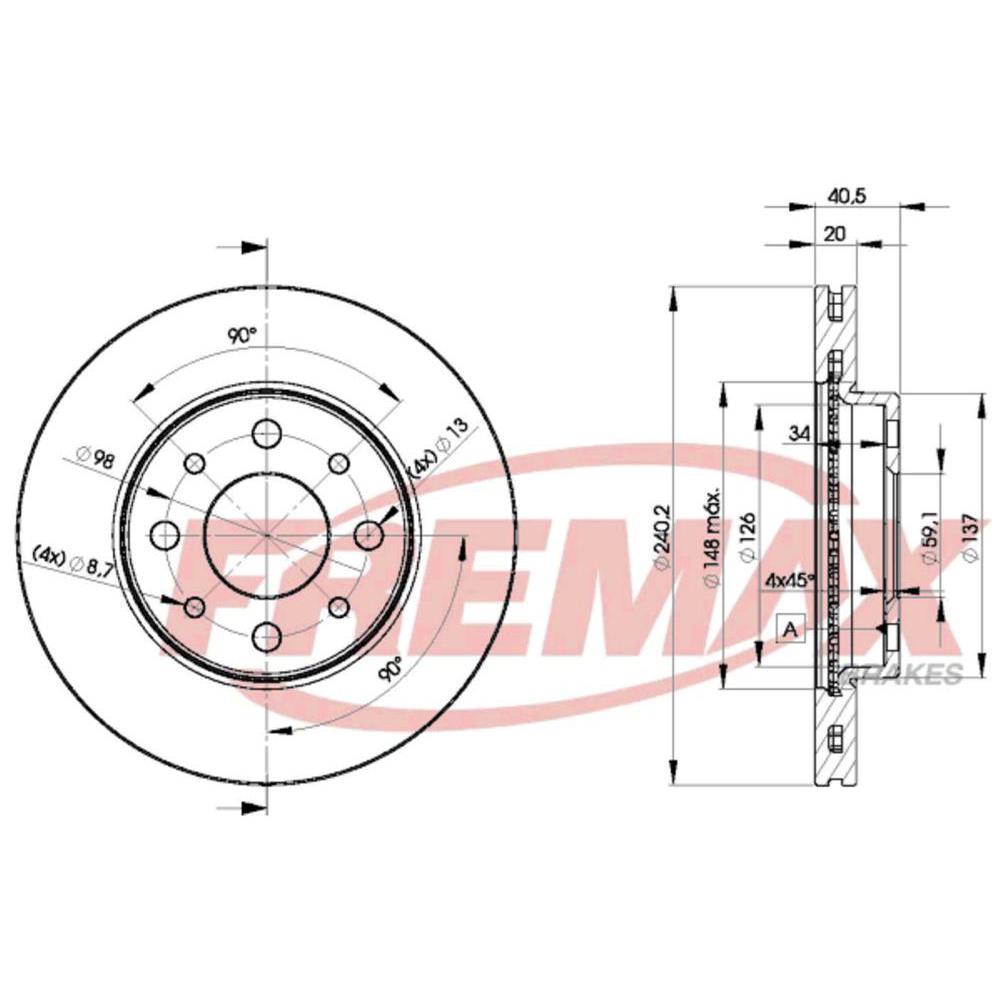 Par de Discos de Freio Ventilado Dianteiro - Fremax - BD8929
