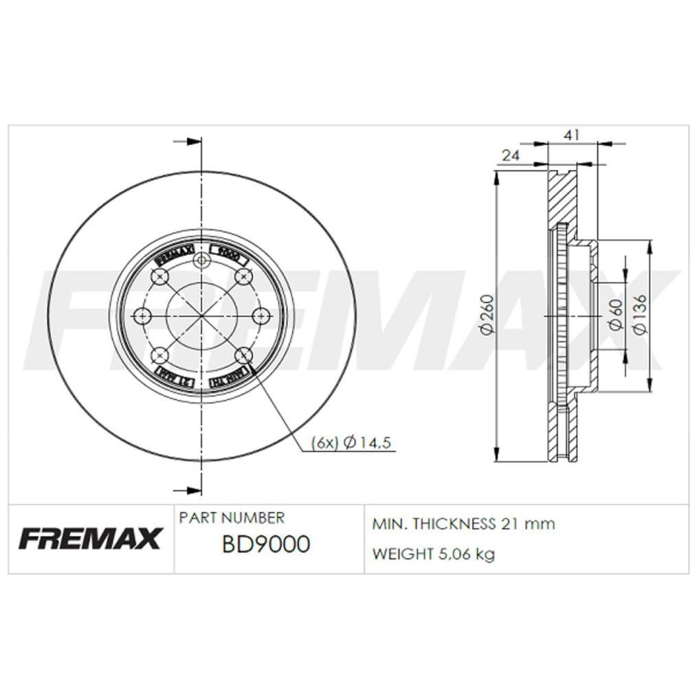 Par de Discos de Freio Ventilado Dianteiro - Fremax - BD9000