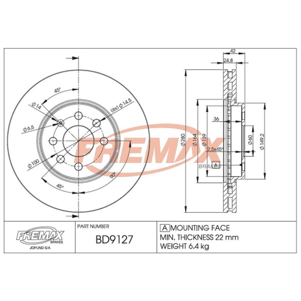 Par de Discos de Freio Ventilado Dianteiro - Fremax - BD9127