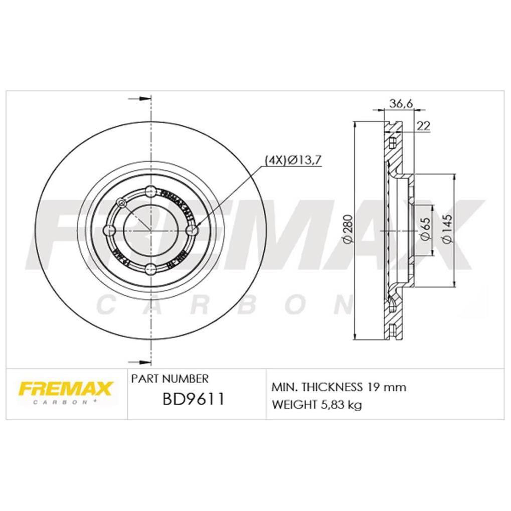 Par de Discos de Freio Ventilado Dianteiro - Fremax - BD9611