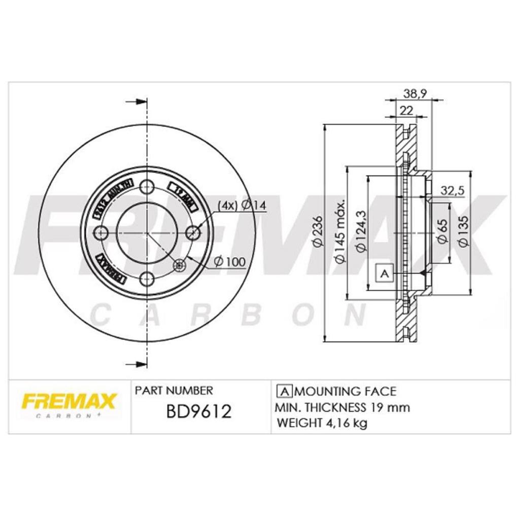 Par de Discos de Freio Ventilado Dianteiro - Fremax - BD9612