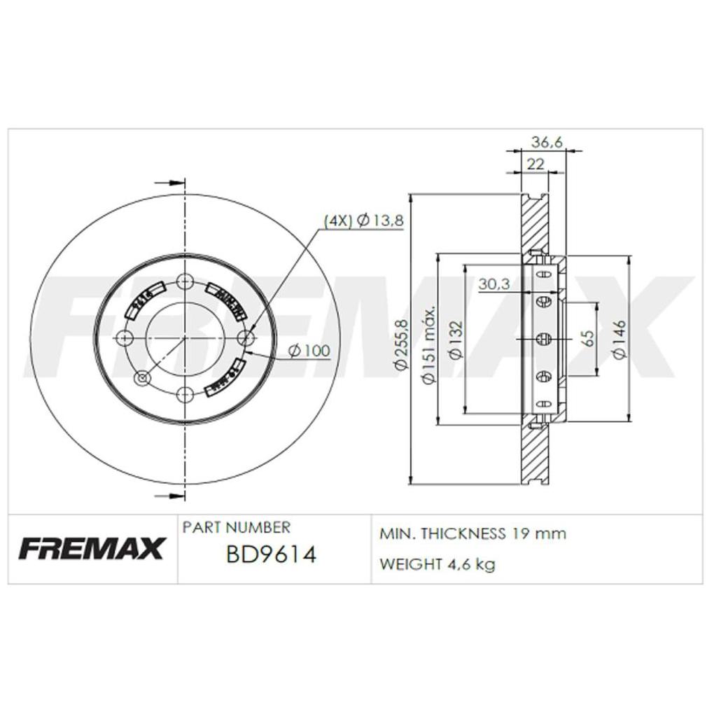 Par de Discos de Freio Ventilado Dianteiro - Fremax - BD9614