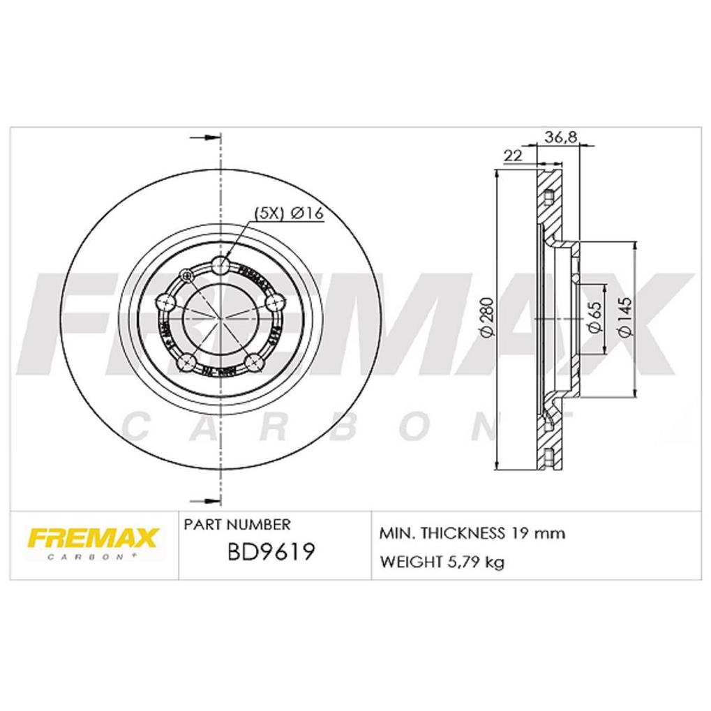 Par de Discos de Freio Ventilado Dianteiro - Fremax - BD9619
