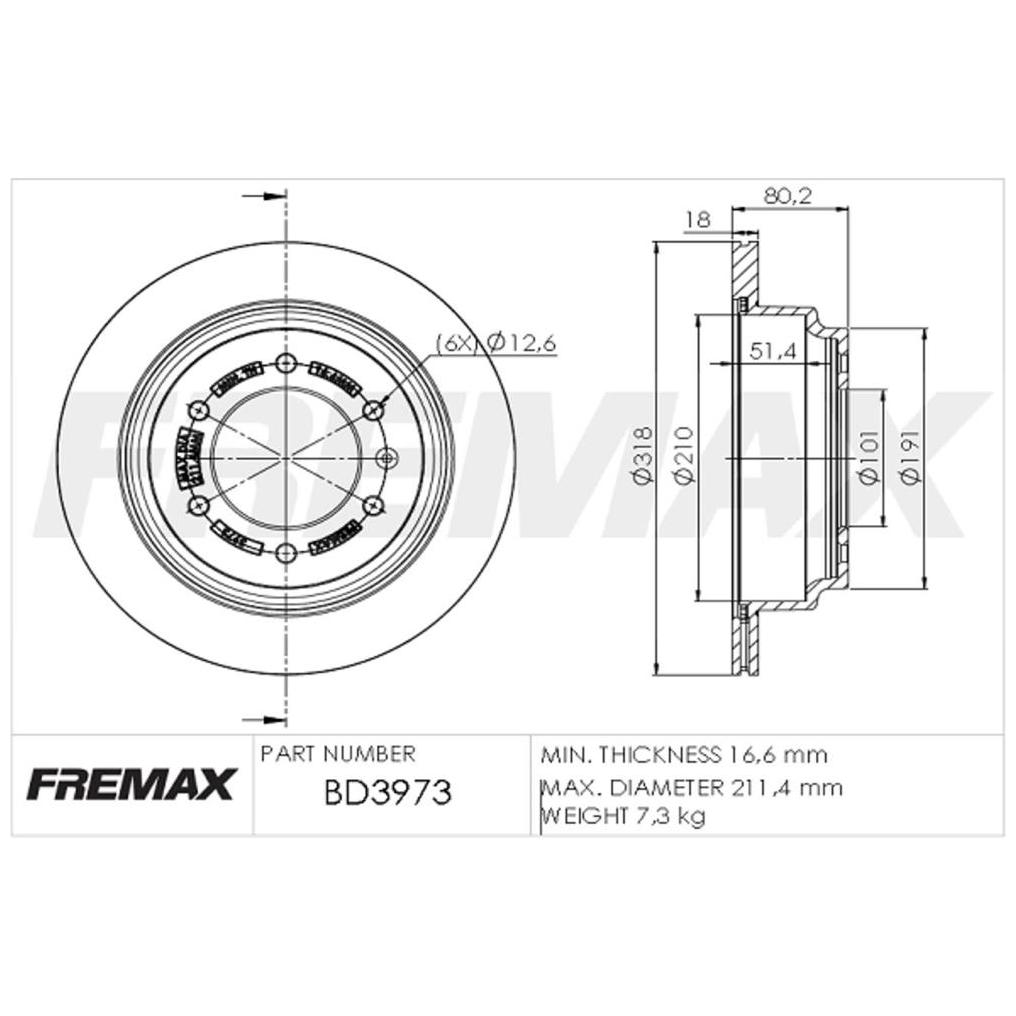 Par de Discos de Freio Ventilado Traseiro - Fremax - BD3973