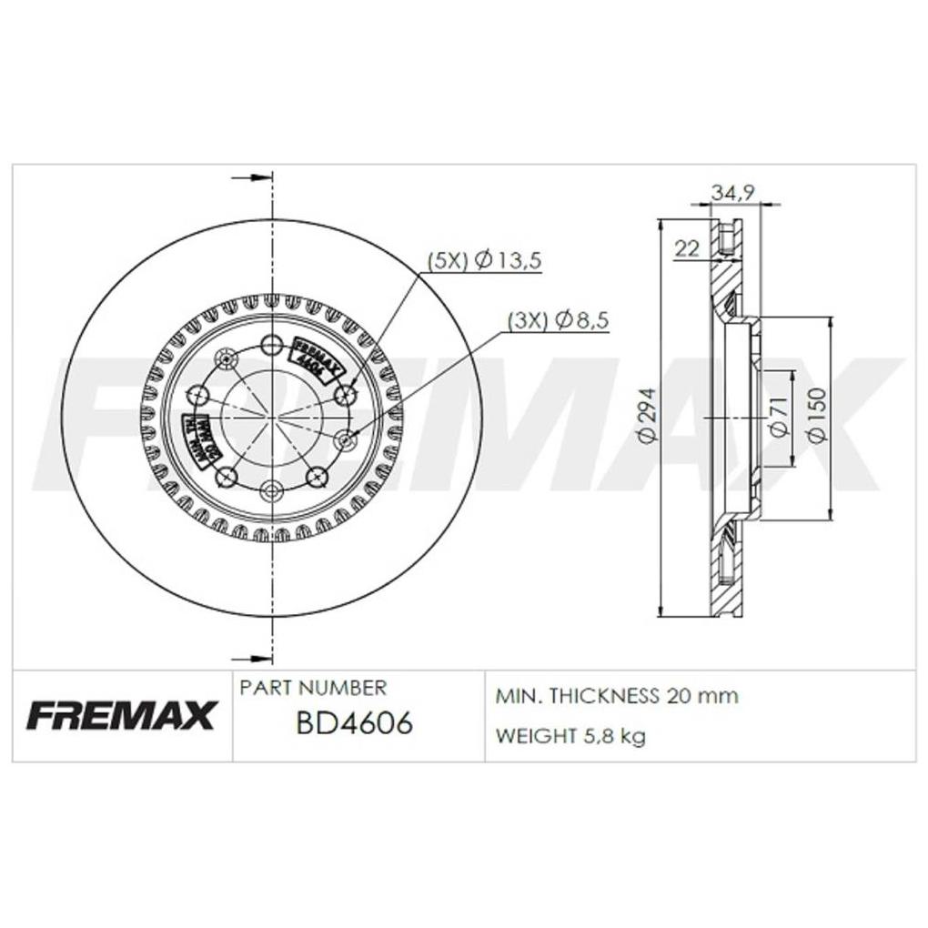 Par de Discos de Freio Ventilado Traseiro - Fremax - BD4606