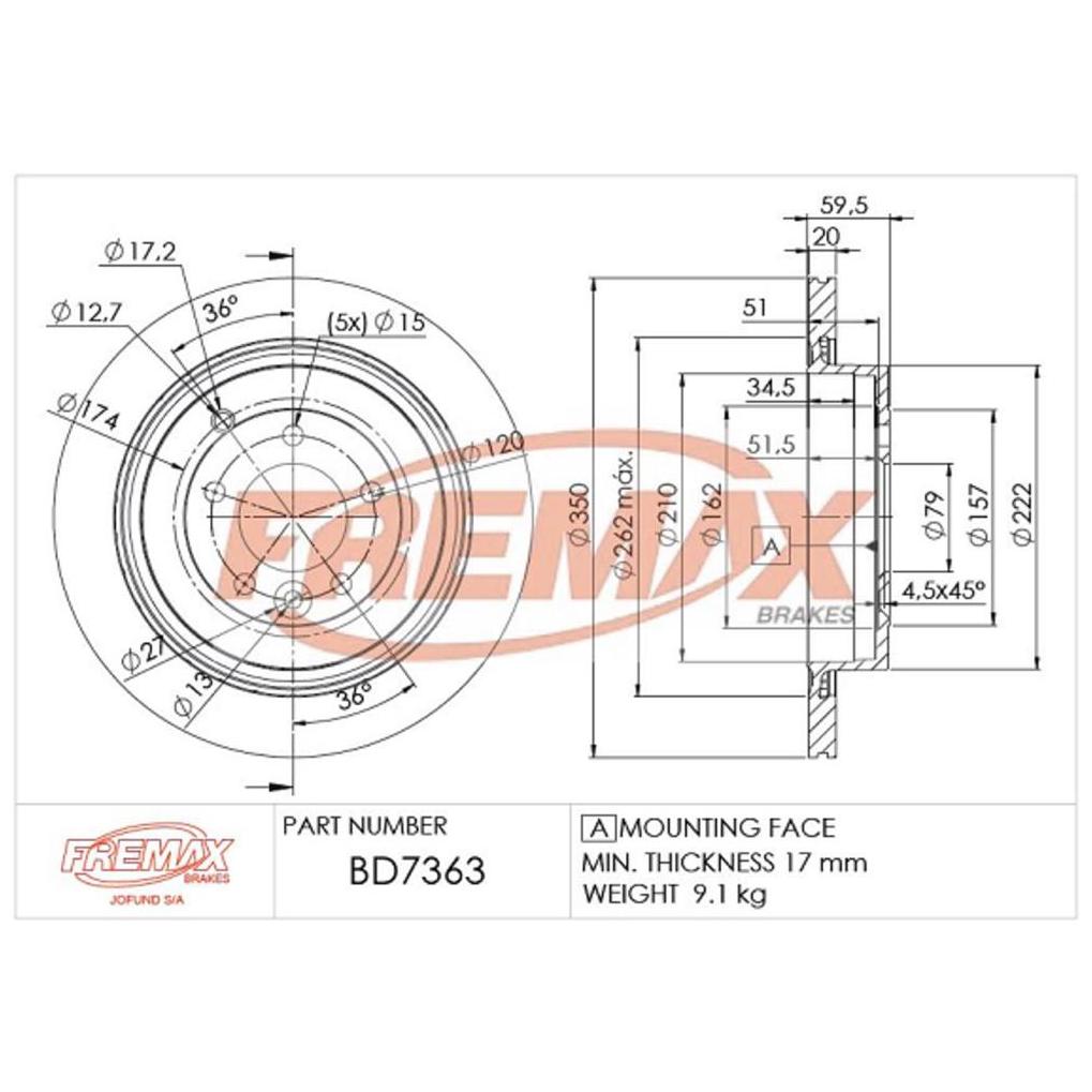 Par de Discos de Freio Ventilado Traseiro - Fremax - BD7363
