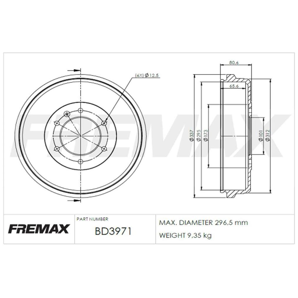 Par de Tambor de Freio Traseiro - Fremax - BD3971
