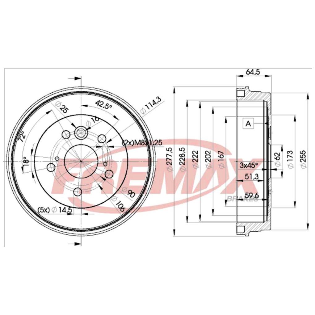 Par Tambor de Freio Traseiro para Toyota RAV4 - Fremax - BD4443