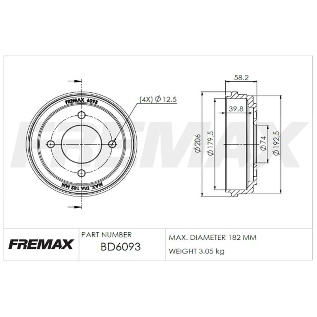 Par de Tambor de Freio Traseiro - Fremax - BD6093