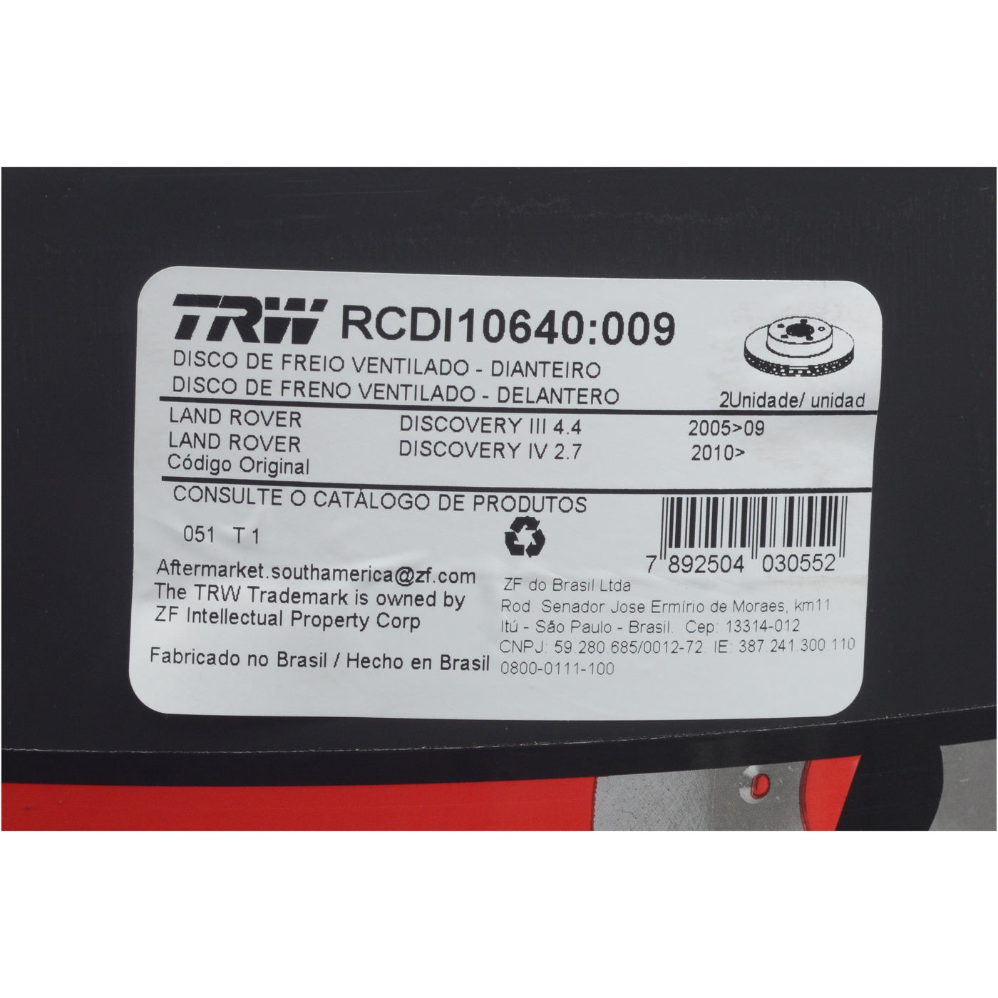Par Disco de Freio Dianteiro - TRW - RCDI10640