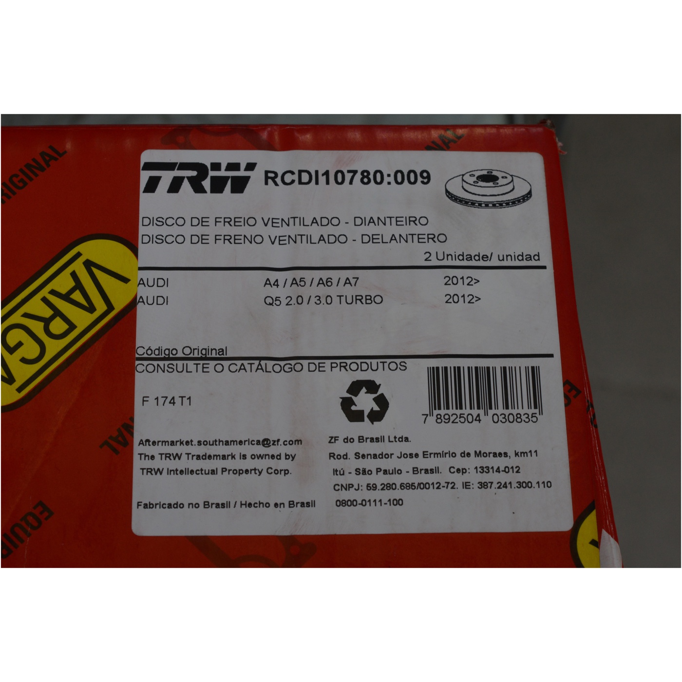 Par Disco de Freio Dianteiro - TRW - RCDI10780