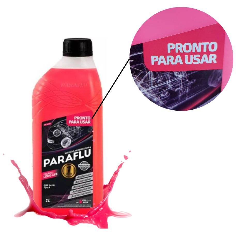 Aditivo para Radiador Rosa Paraflu Montadora Orgânico Pronto para Uso 1 Litro - Paraflu - 10-3051