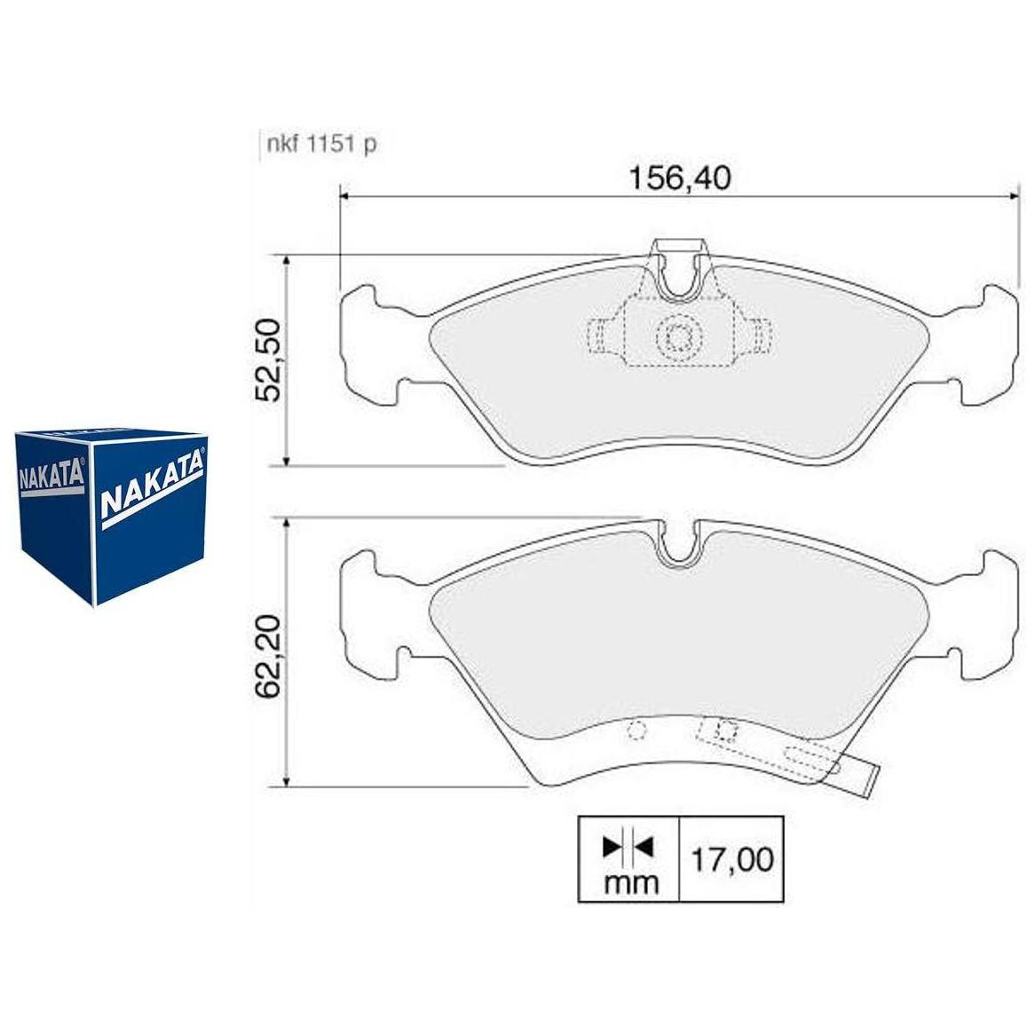 Pastilha de Freio Dianteira para Chevrolet Meriva e Zafira - Nakata - NKF 1151P