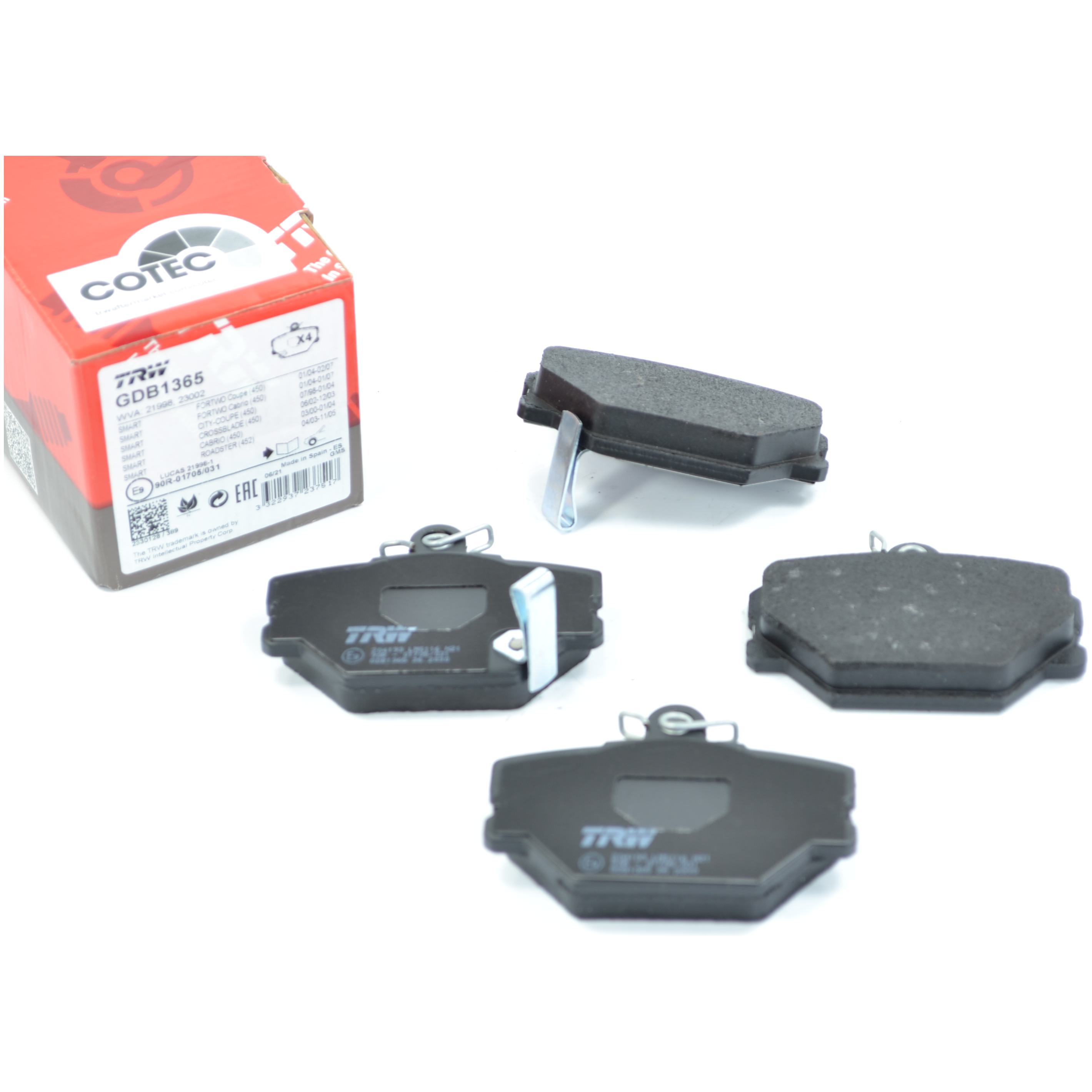 Pastilhas Freio Dianteira Antirruído Cotec para Smart Fortwo e Fortwo Cabriolet - TRW - GDB1365