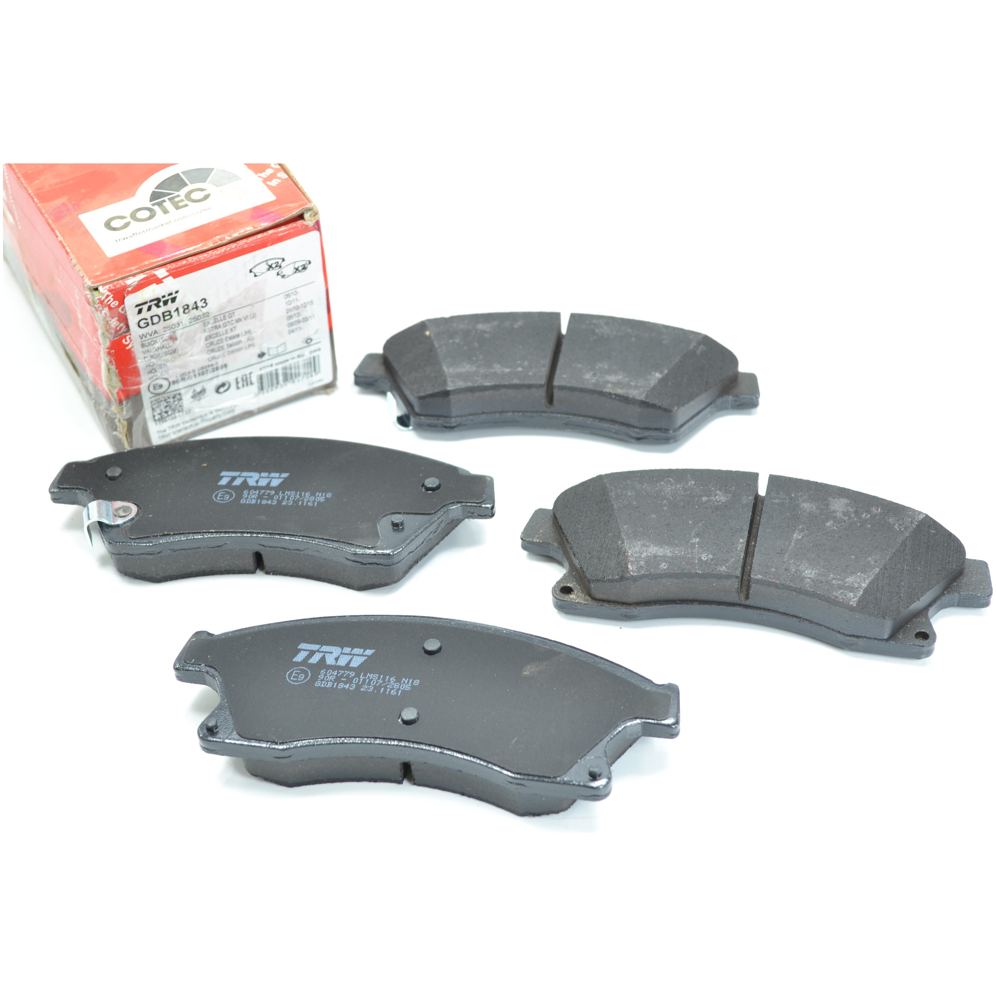 Pastilhas Freio Dianteira Antirruído Cotec para Chevrolet Cruze e Cruze Sport6 - TRW - GDB1843