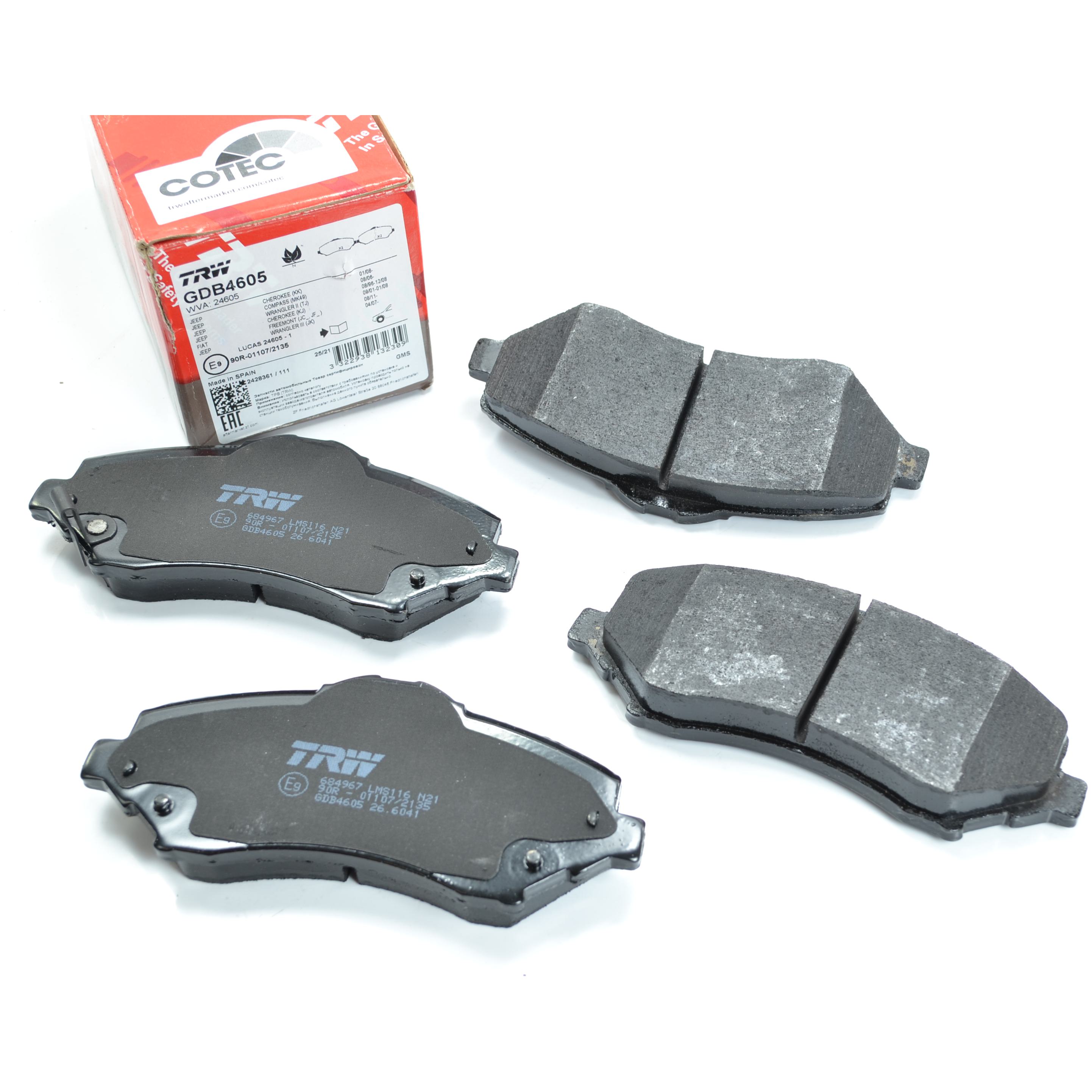 Pastilhas Freio Dianteira Antirruído Cotec para Dodge Journey e Fiat Freemont - TRW - GDB4605