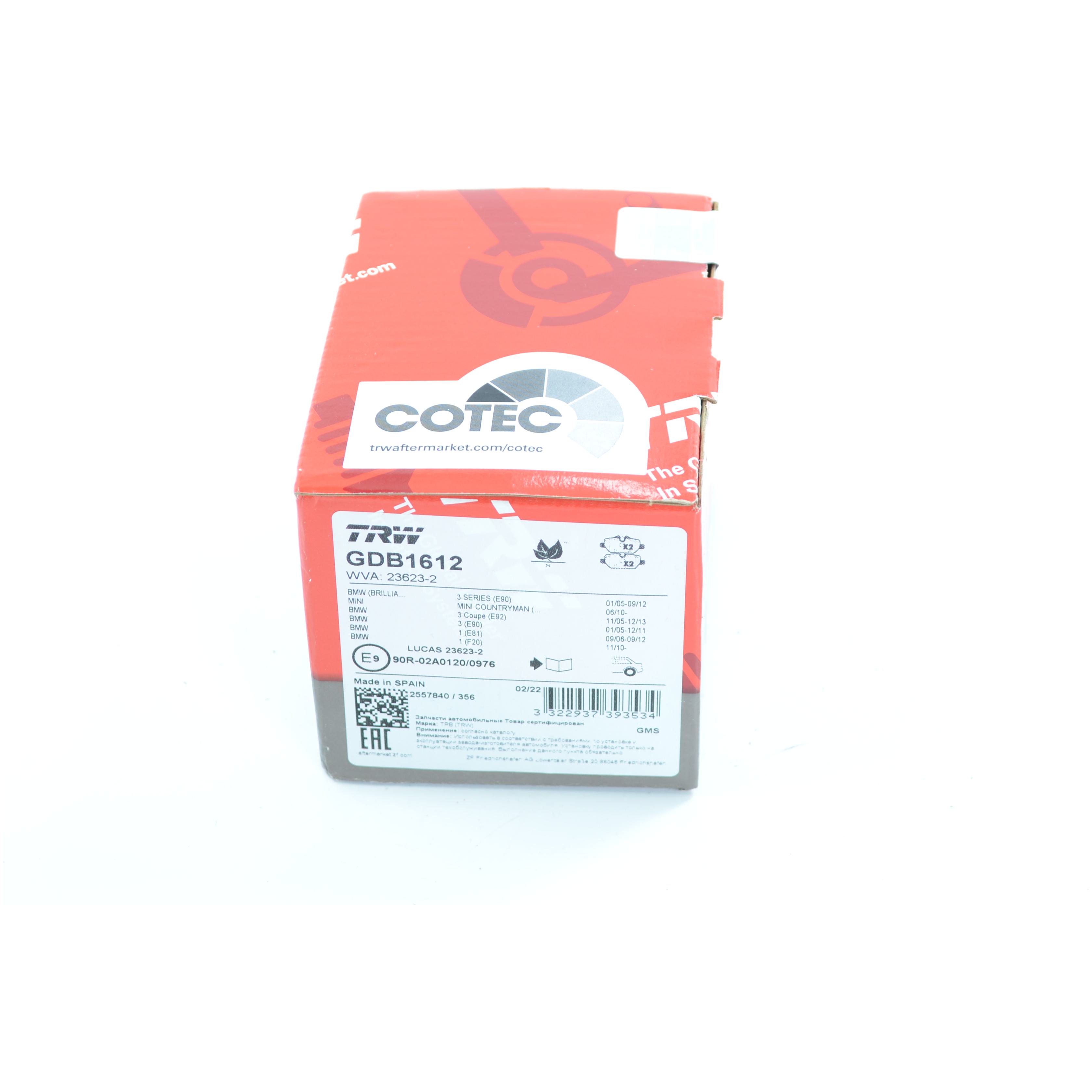 Jogo Pastilhas Freio Traseira Antirruído Cotec - TRW - GDB1612