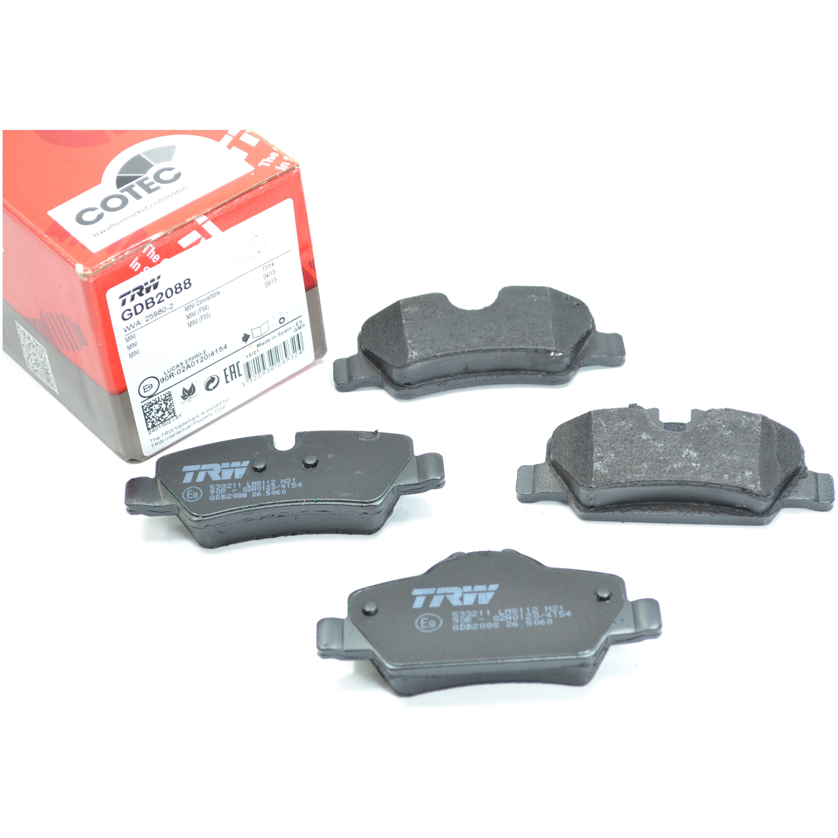 Pastilhas Freio Traseira Antirruído Cotec para Mini Cooper - TRW - GDB2088