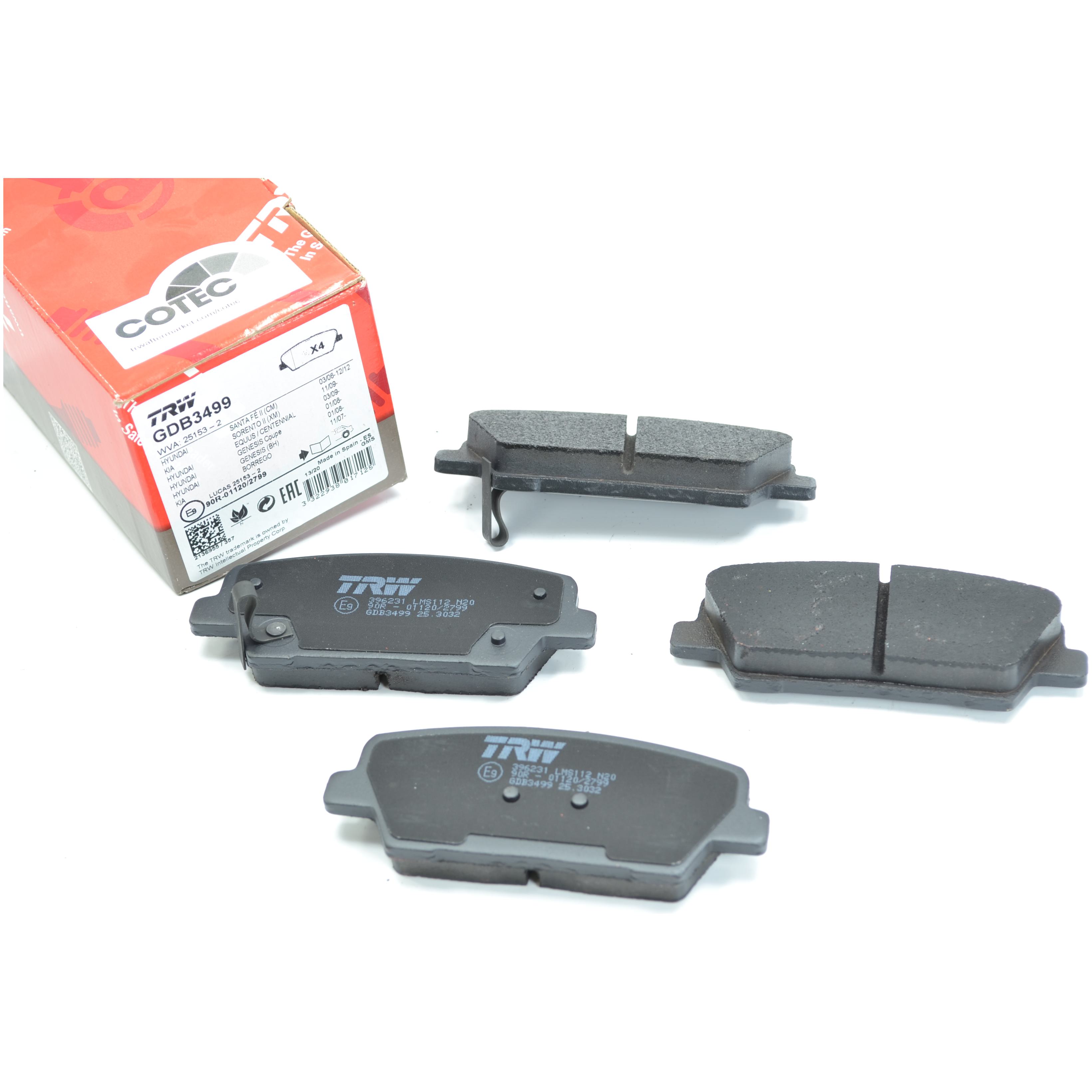 Pastilhas Freio Traseira Antirruído Cotec para Hyundai Grand Santa Fé - TRW - GDB3499