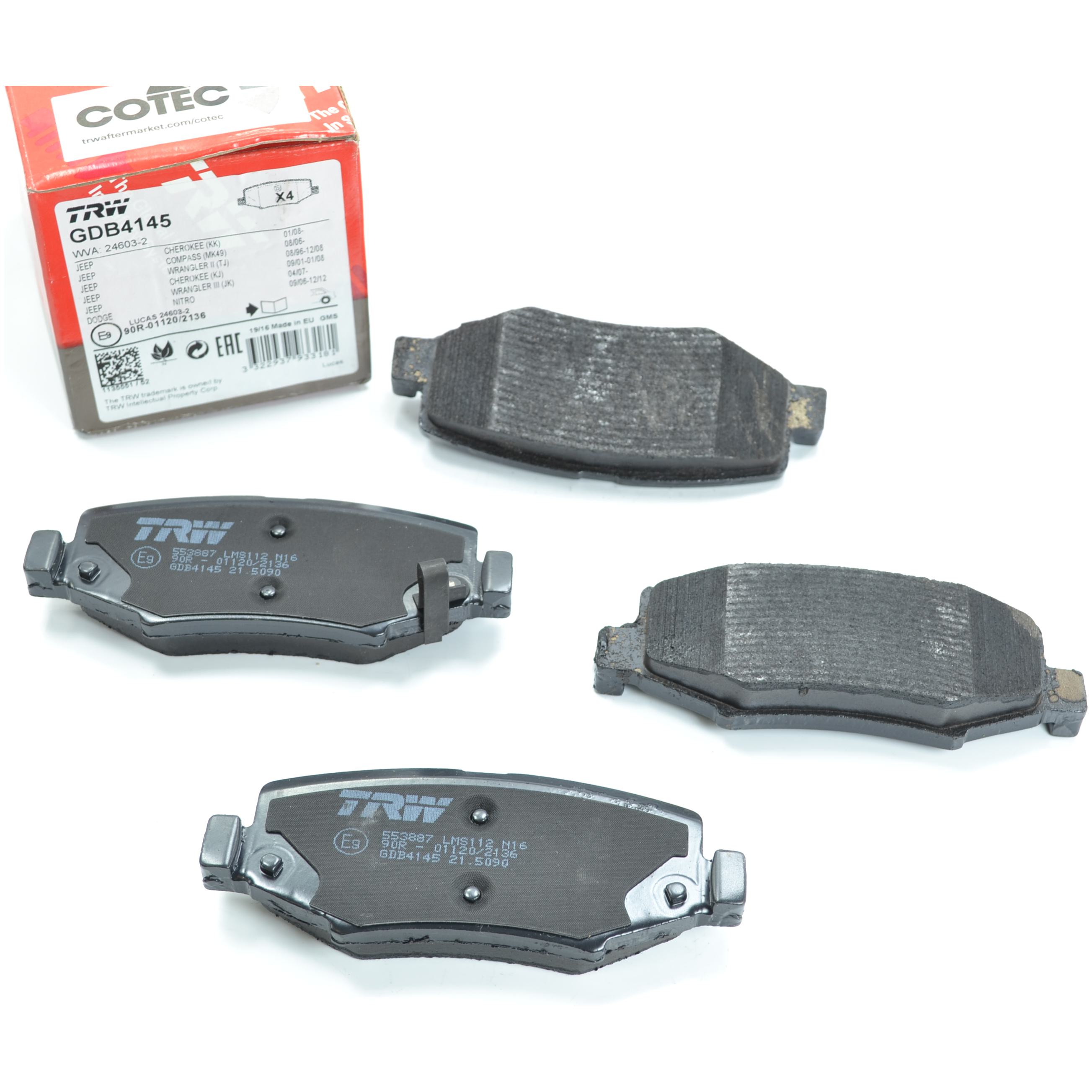 Pastilhas Freio Traseira Antirruído Cotec para Jeep Wrangler - TRW - GDB4145