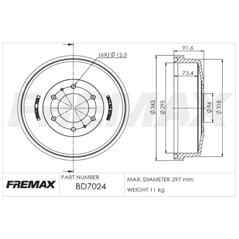 Tambor de Freio Traseiro 1 Unidade - Fremax - BD7024