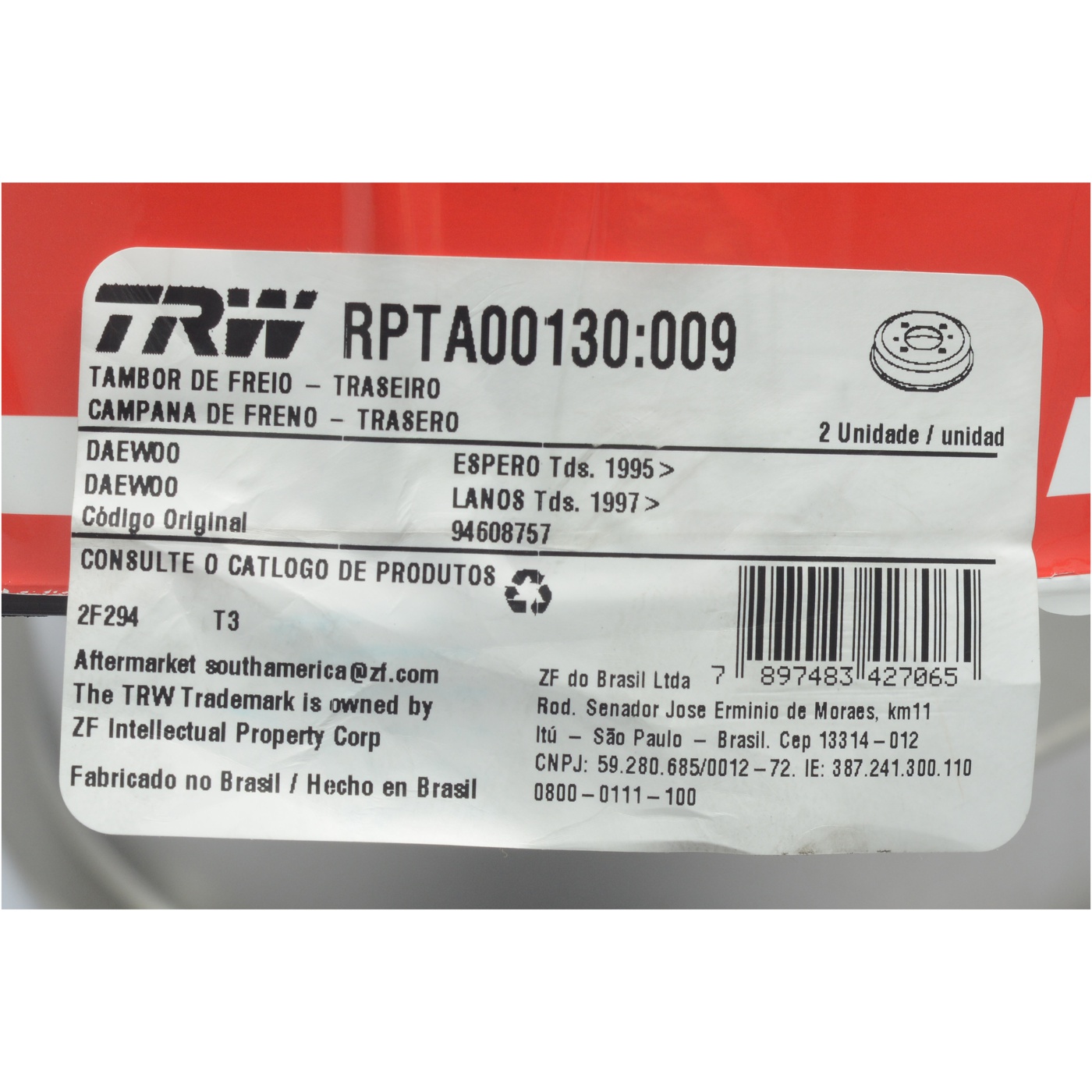 Par Tambor Freio Traseiro - TRW - RPTA00130